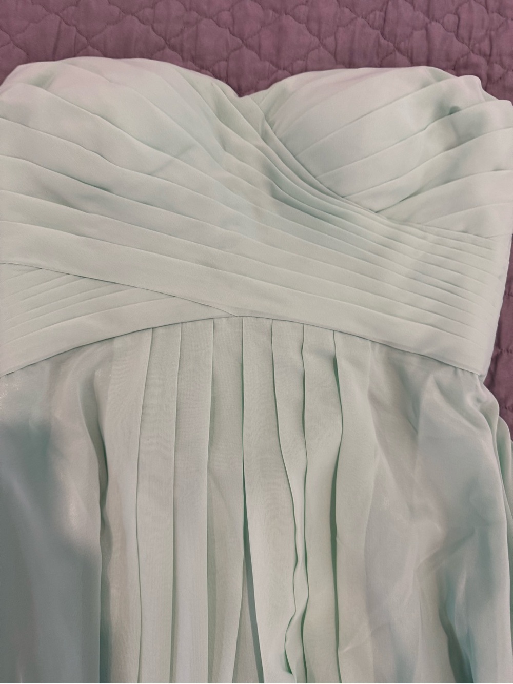 Strapless Pleated Chiffon Dress in Mint